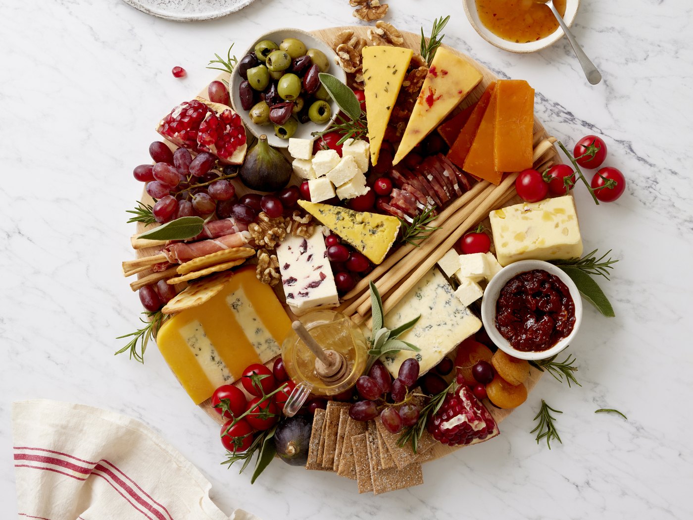 Clawson Farms Blends range on a cheese selection board