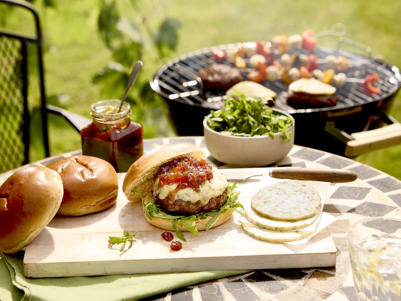 Clawson Farms Professionals range - blue cheese burger prepared for food service